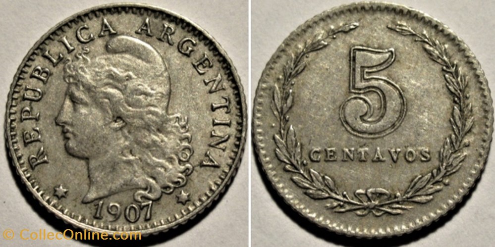 Argentina - 5 Centavos 1907 monnaies monde argentine argentina 5 centavos 1907