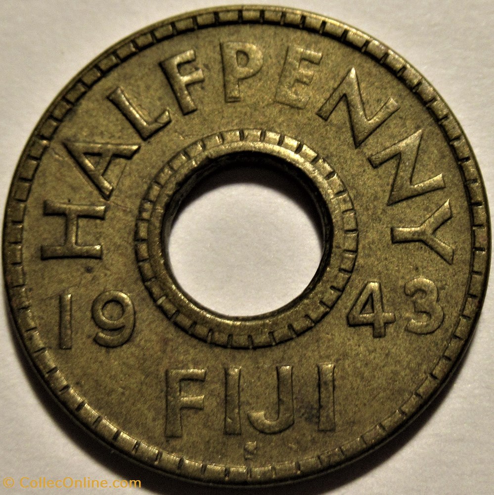 George VI - Half Penny 1943 San Francisco- Fiji 3 monnaies monde iles fidji george vi half penny 1943 san francisco fiji