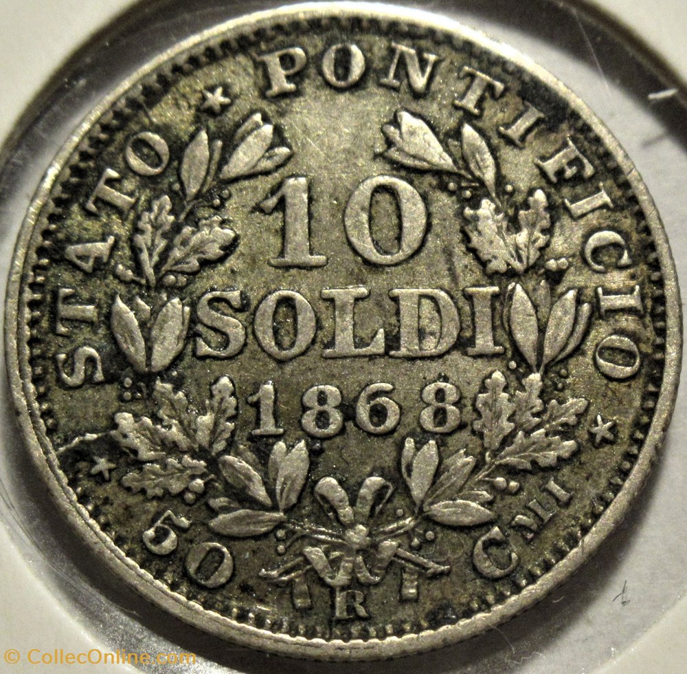 Pio IX, Pope - 10 Soldi 1868, Anno XXIII - Vaticano 3 monnaies monde pio ix pope 10 soldi 1868 anno xxiii vaticano
