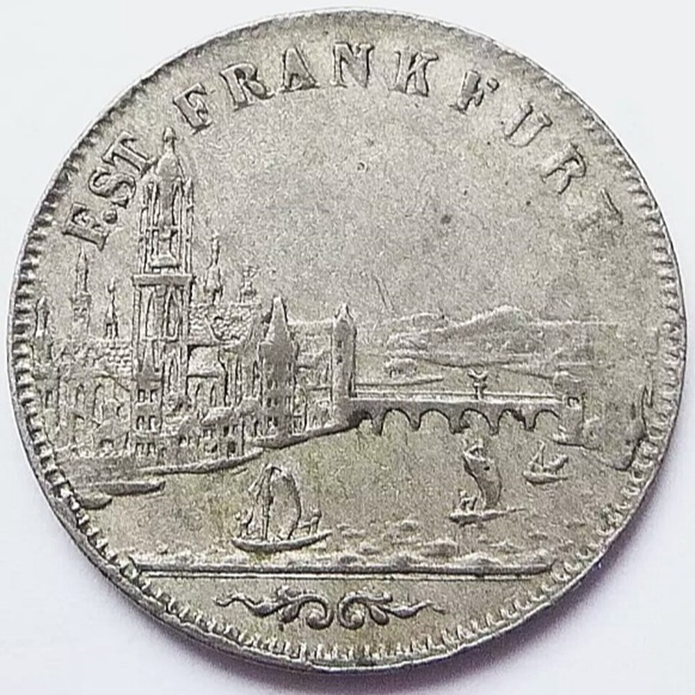 monnaies europe medievale saint empire romain germanique free city of frankfurt 6 kreuzer 1856