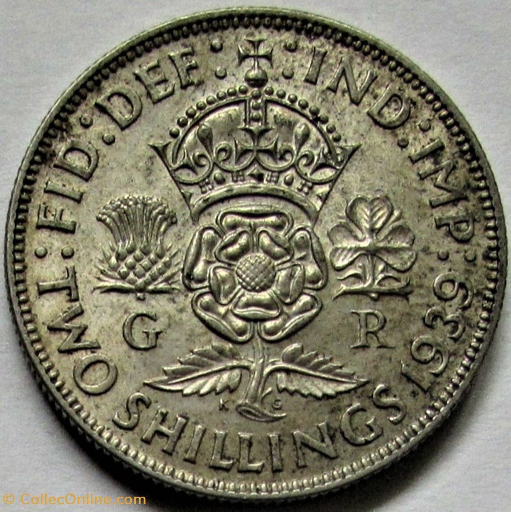 George VI - Two Shillings / Florin 1939 - Great Britain 3 monnaies monde royaume uni george vi two shillings florin 1939 great britain