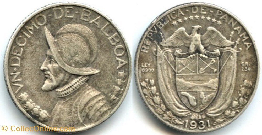 Panama - Decimo, 1/10 Balboa 1931 monnaies monde panama decimo 1 10 balboa 1931
