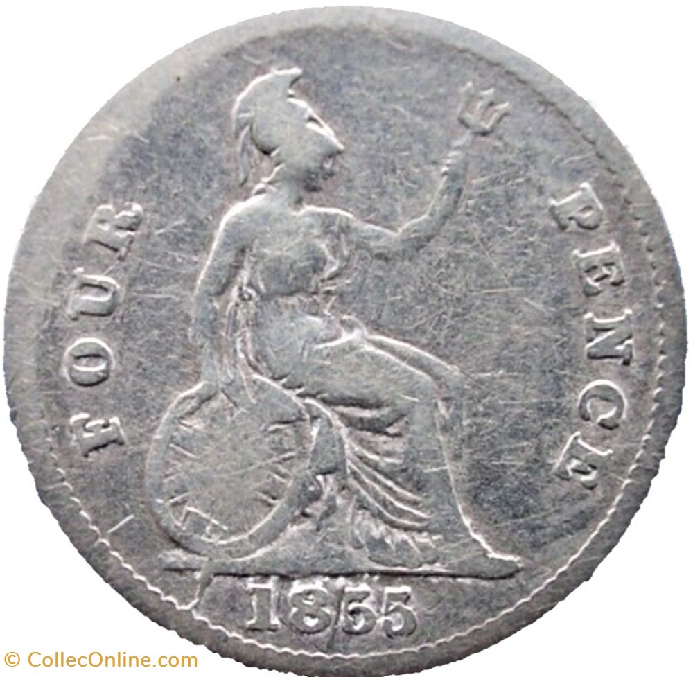 Victoria - 4 Pence 1855/3 - Kingdom of Great Britain 3 monnaies monde royaume uni victoria 4 pence 1855 3 kingdom of great britain