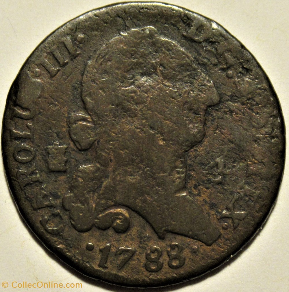 1788 - 4 Maravedis Segovia - Carlos III de España 2 monnaies europe medievale royaume espagne 1788 4 maravedis segovia carlos iii de espana