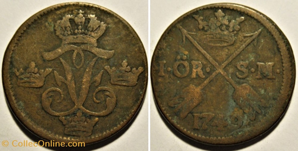 monnaies europe medievale royaume suede sweden king fredrik i 1 ore 1749 avesta