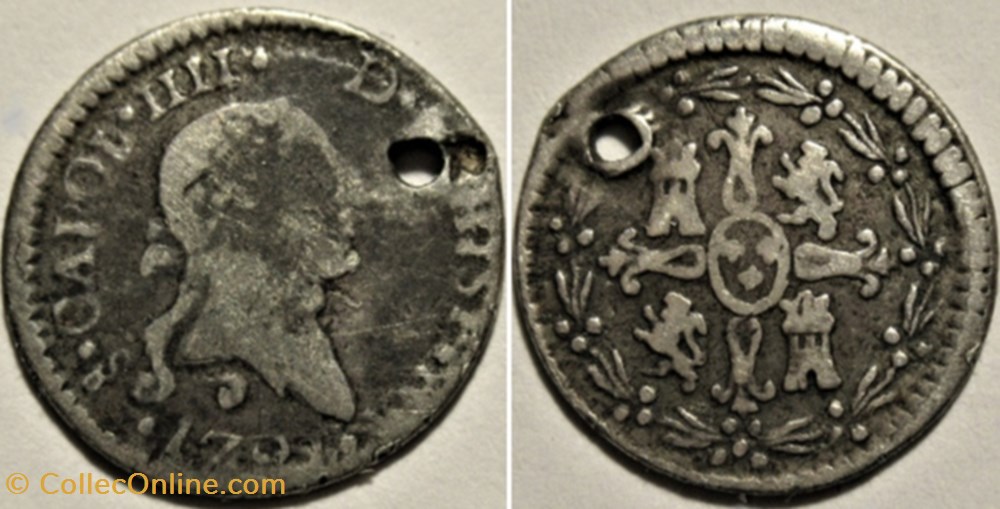 Chile - ¼ Real 1792 Santiago - Carlos IV de España monnaies monde chili chile real 1792 santiago carlos iv de espana