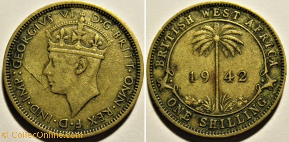 George VI - One Shilling 1942 - West Africa - Error monnaies monde nigeria george vi one shilling 1942 west africa error