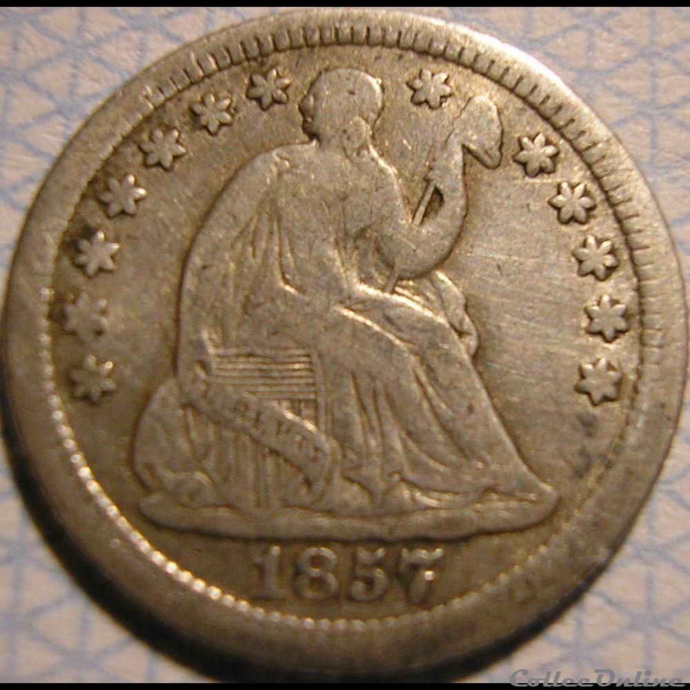 1857 o Half Dime monnaies monde etats unis 1857 o half dime