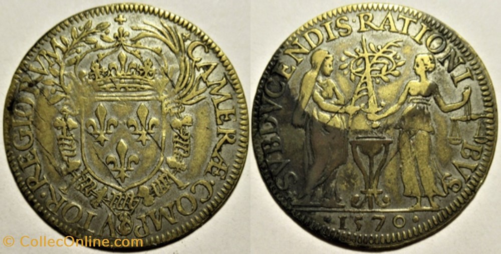 Charles IX - Jeton, Chambre des Comptes du Roi, 1570 monnaies paranumismatique jetons poids charles ix jeton chambre des comptes du roi 1570