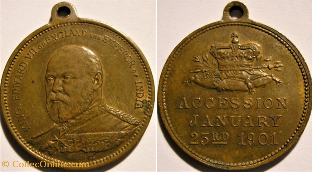 Edward VII - 1901 Medalet of Accession of the throne - UK monnaie jeton mereaux edward vii 1901 medalet of accession of the throne uk