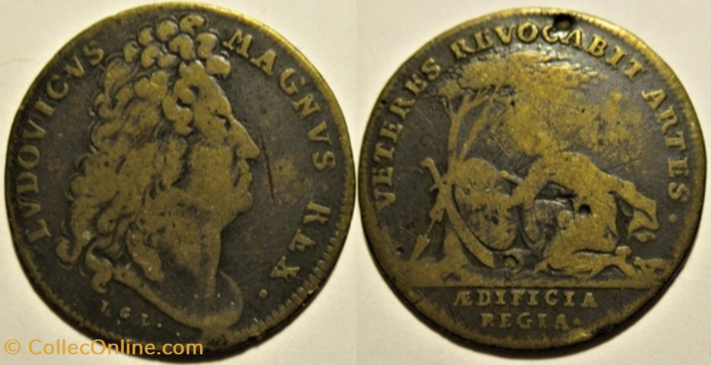 Louis XIV - c.1699; Pallas - Jeton des Bâtiments du roi (var) monnaies jetons mereaux louis xiv c 1699 pallas jeton des batiments du roi var