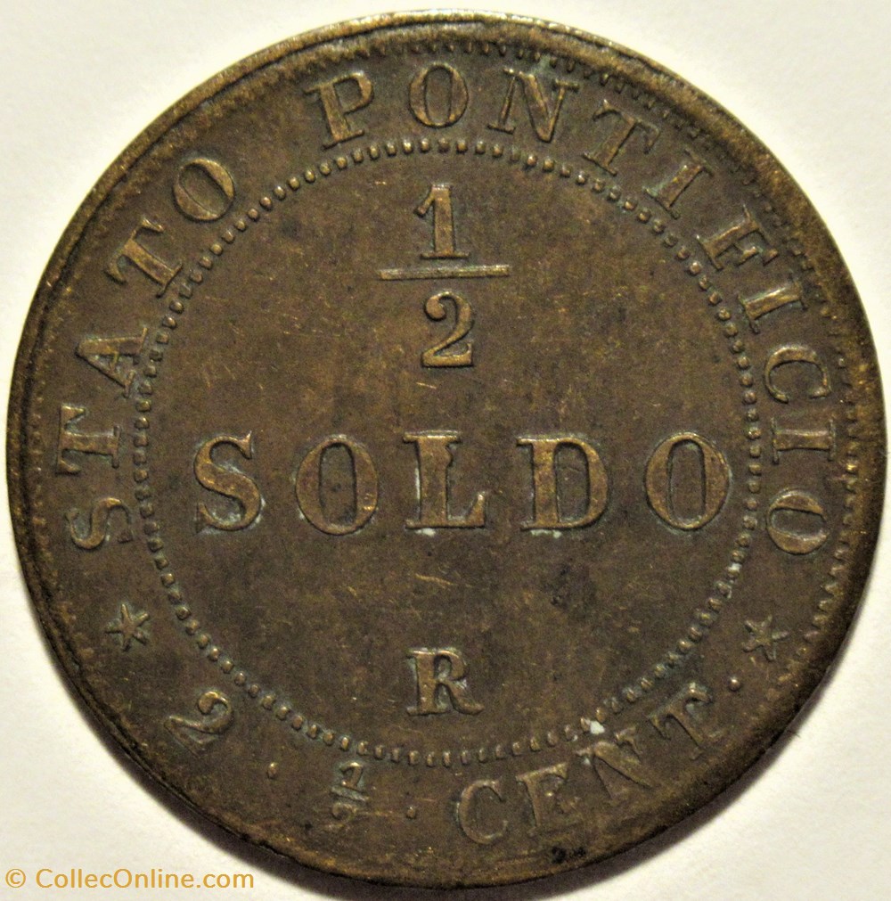 Pio IX, Pope - ½ Soldo 1867, Anno XXI - Roma, Vaticano 3 monnaies monde pio ix pope soldo 1867 anno xxi roma vaticano