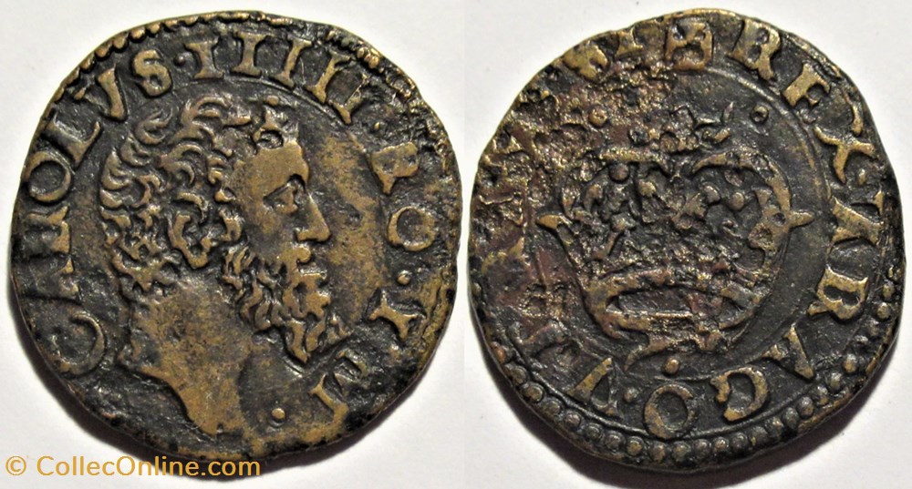 ca.1516-56 Regno di Napoli, 2 Cavalli - Carlo V di Spagna (var) monnaies europe medievale royaume de naples ca 1516 56 regno di napoli 2 cavalli carlo v di spagna var