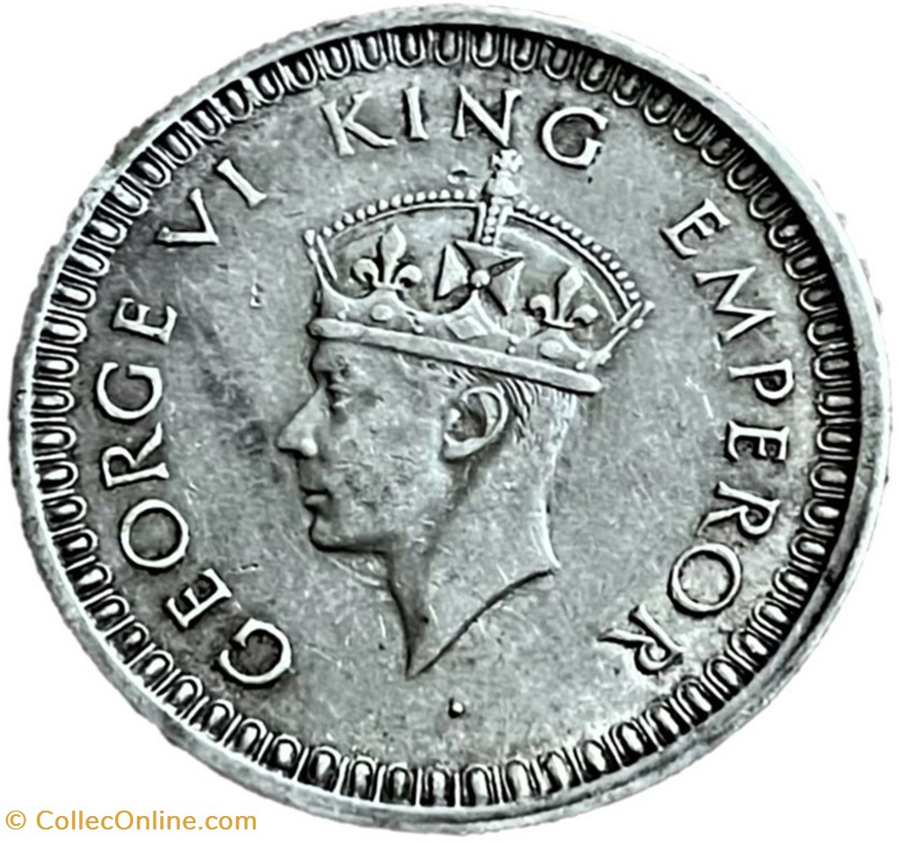 George VI - One Rupee 1942 Bombay - British India - Die Clash (ex.2) 2 monnaies monde inde george vi one rupee 1942 bombay british india die clash ex 2