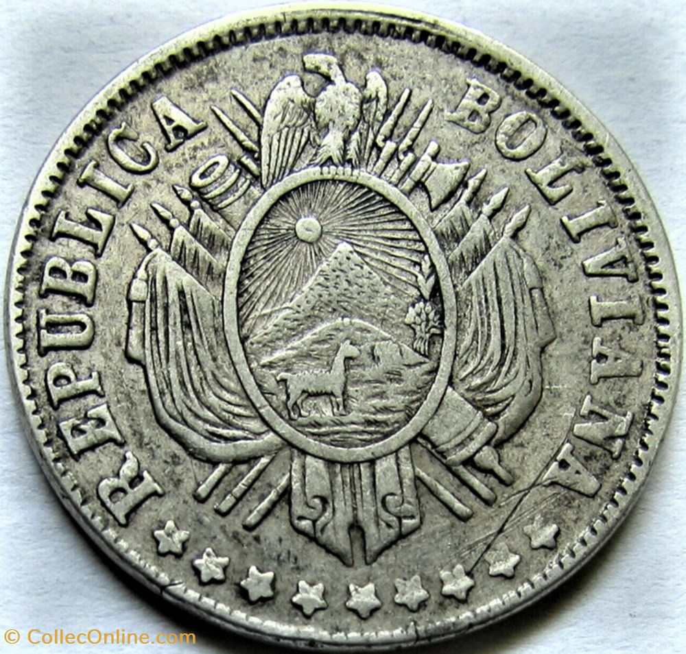 1876 Potosí - 20 Centavos 2 monnaies monde bolivie 1876 potosi 20 centavos