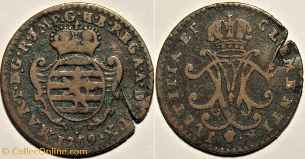 monnaies europe medievale pays bas autrichiens 1759 liard of luxembourg maria theresia