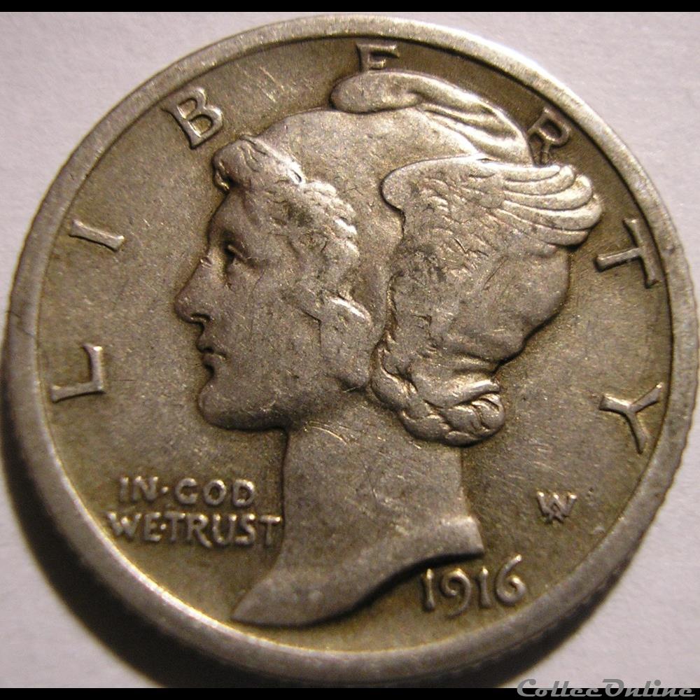 1916 Dime - Error monnaie monde etat uni 1916 dime error