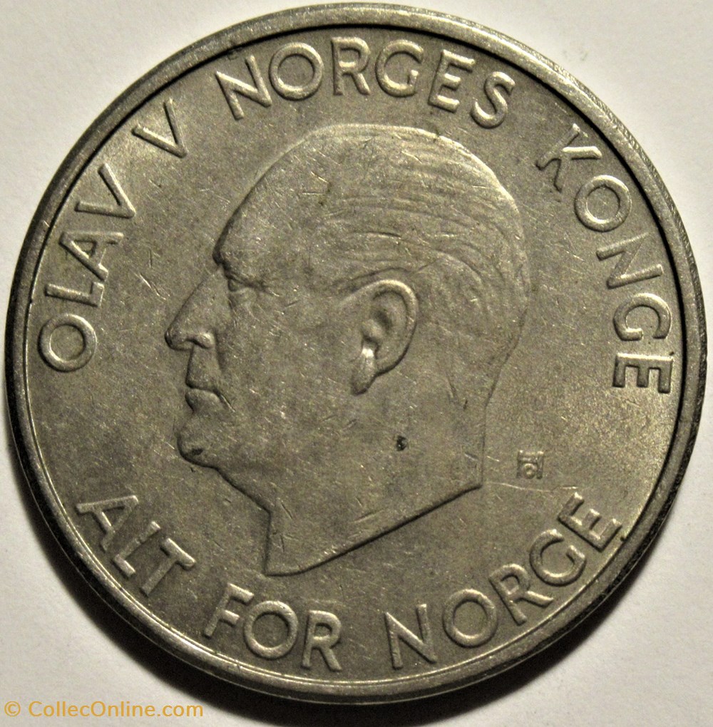 Olav V 5 Kroner 1967 Norway Monnaies Monde Norvège Forme Rond