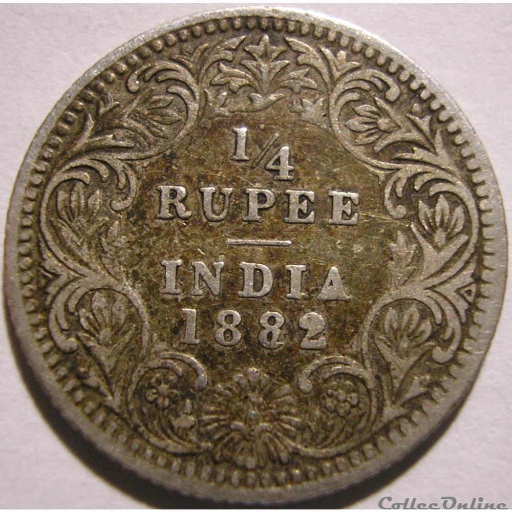 monnaie monde inde victoria 1 4 rupee 1882 calcutta british india