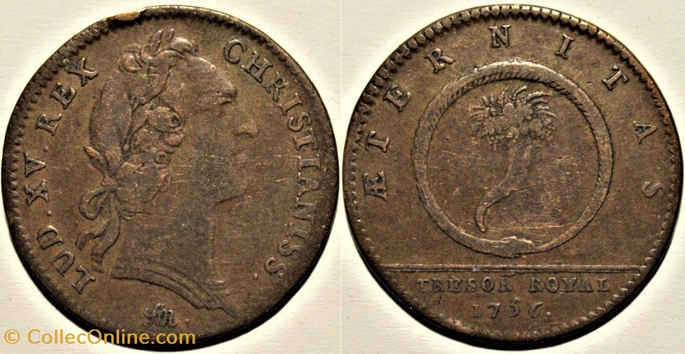 Louis XV - 1756 Jeton, à l'Éternité - Trésor Royal monnaies paranumismatique jetons poids louis xv 1756 jeton a eternite tresor royal