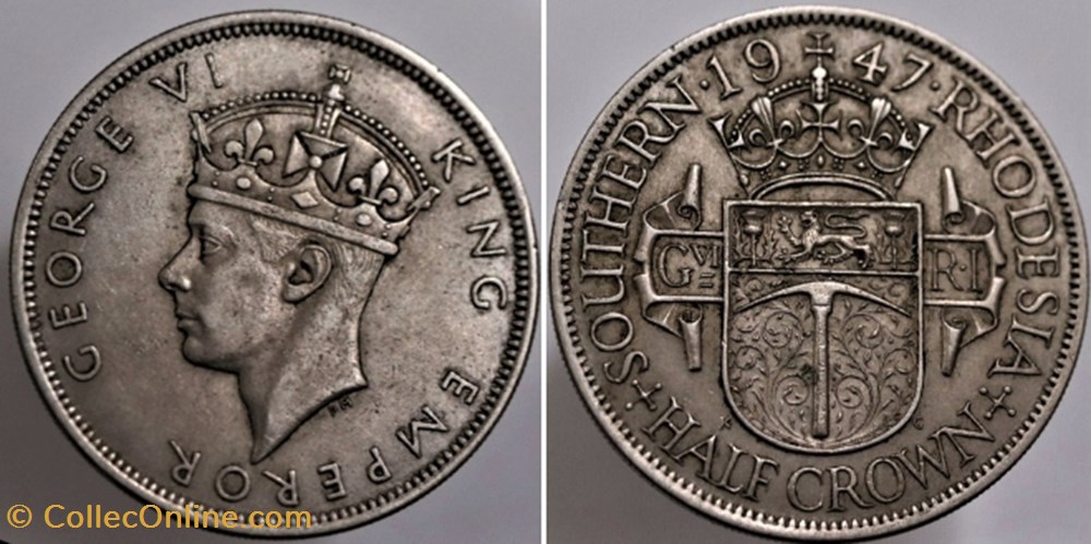 George VI - Half Crown 1947 - Southern Rhodesia monnaie monde zimbabwe george vi half crown 1947 southern rhodesia