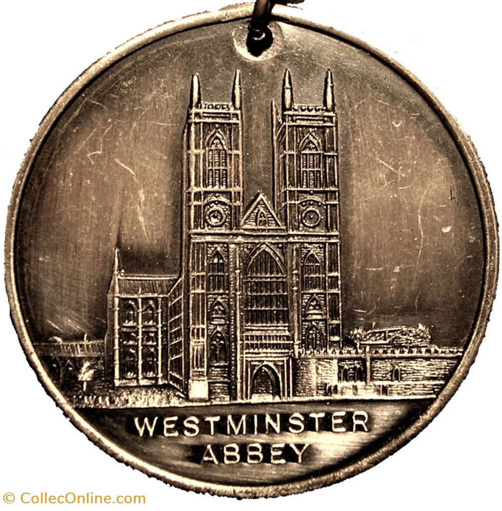 George VI & Elizabeth - 1937 Coronation Silver Medal - Westminster Abbey, UK 3 medailles royaume uni george vi elizabeth 1937 coronation silver medal westminster abbey uk