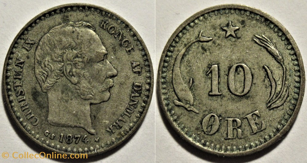 monnaies monde danemark christian ix denmark 10 re 1874