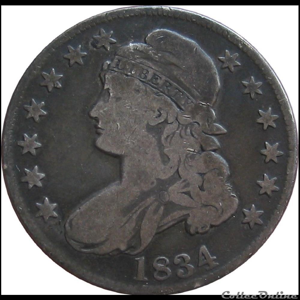 1834 Capped Bust Lettered Edge (ex.2) monnaie monde etat uni 1834 capped bust lettered edge ex 2