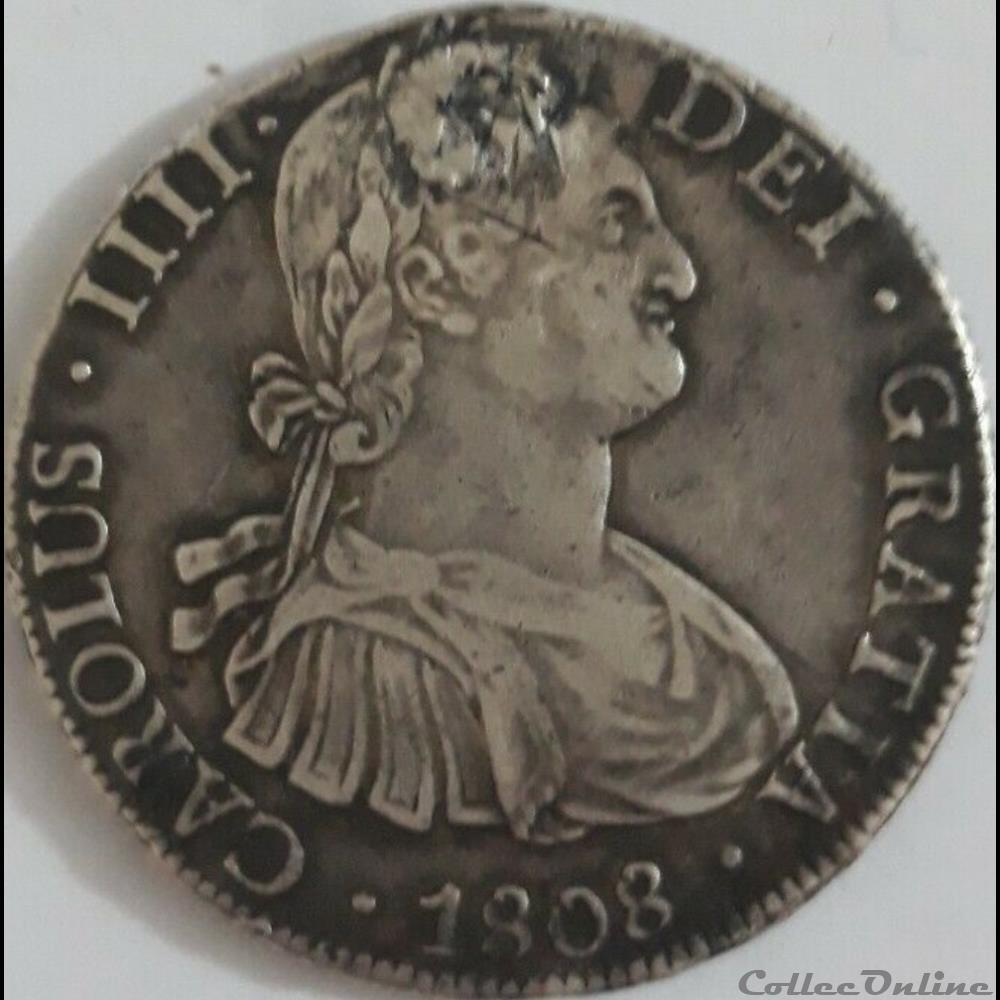 8 Reales 1808 Potosi - Carlos IV de España monnaies monde bolivie 8 reales 1808 potosi carlos iv de espana