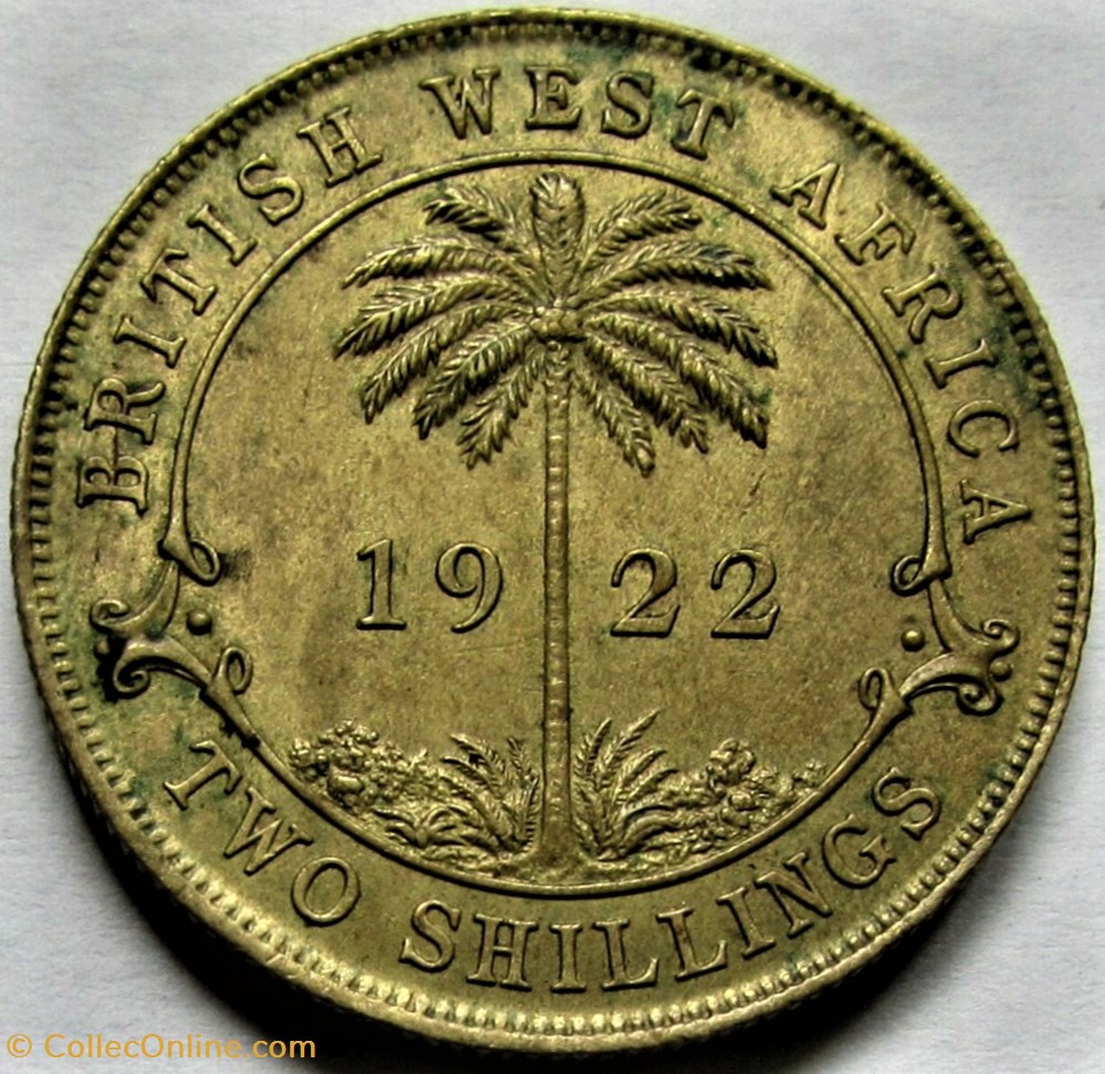 George V - 2 Shillings 1922 - West Africa 3 monnaies monde nigeria george v 2 shillings 1922 west africa