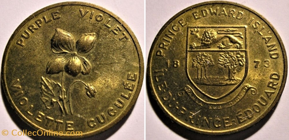 Prince Edward Island 1873 (Mule) - Provincial Arms and Flowers 1965-68, Shell Oil Token monnaie jeton mereaux prince edward island 1873 mule provincial arms and flowers 1965 68 shell oil token