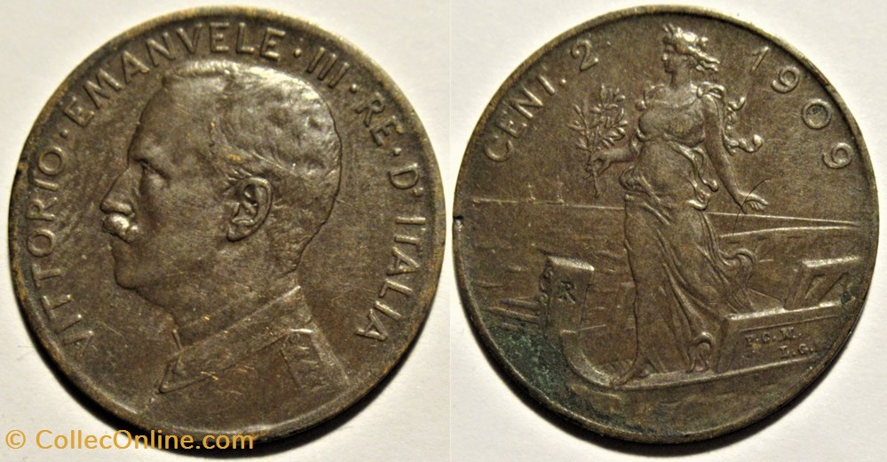 monnaies monde italie 1909 regno italia 2 centesimi roma vittorio emanuele iii ex 2