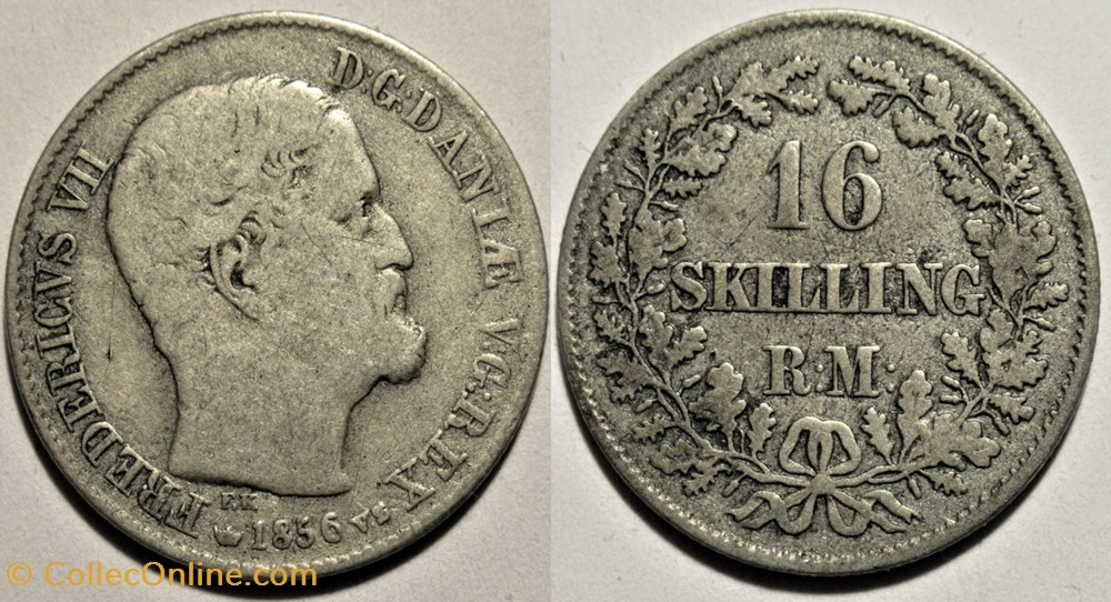 monnaies monde danemark frederik vii denmark 16 skilling rigsm nt 1856 ex 2