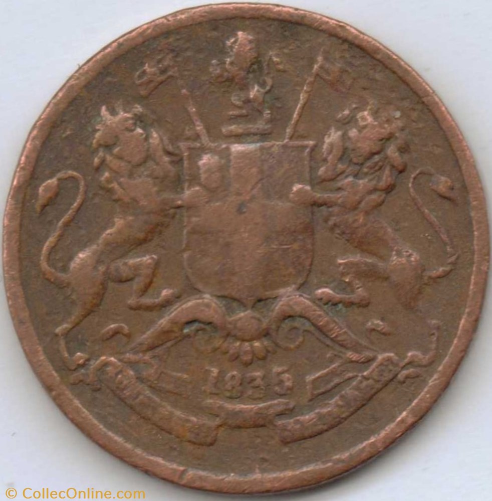 King William IV - 1/12 Anna 1835 Calcutta monnaie monde inde king william iv 1 12 anna 1835 calcutta