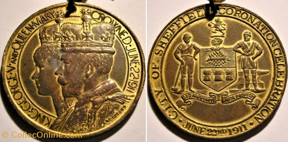 medaille royaume uni george v mary 1911 coronation gilt medal city of sheffield england