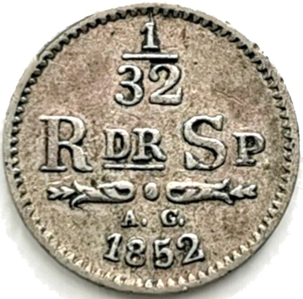 monnaies monde suede sweden oscar i 1 32 riksdaler specie 1852 overdate