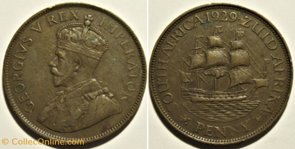 George V - One Penny 1929 - South Africa monnaies monde afrique du sud george v one penny 1929 south africa