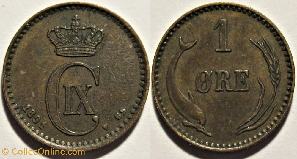 Christian IX Denmark - 1 Øre 1891 monnaies monde danemark christian ix denmark 1 re 1891