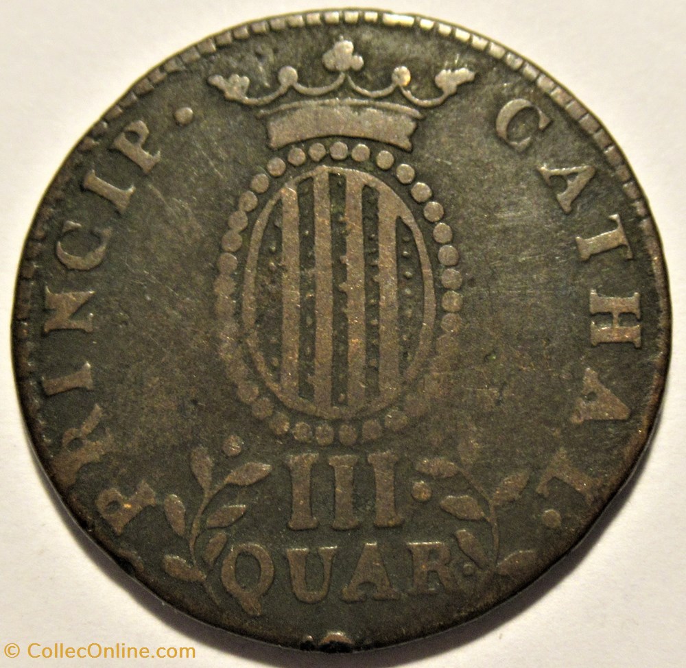 monnaies monde espagne 1812 cataluna 3 quartos fernando vii de espana