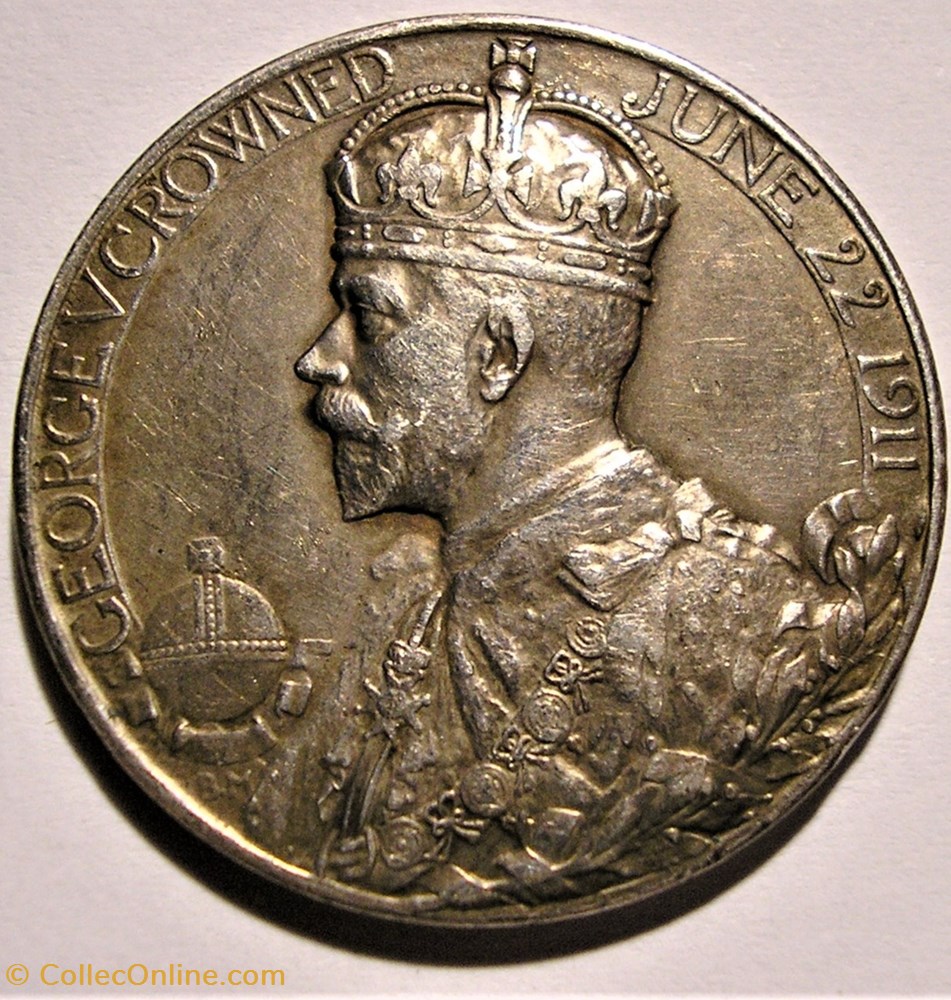medaille royaume uni george v mary 1911 coronation official silver medal uk