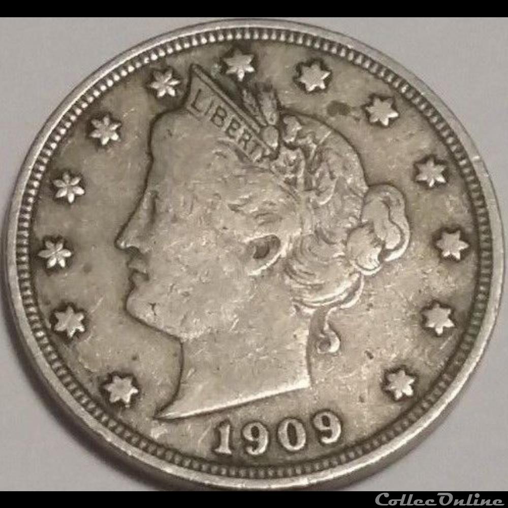1909 5 Cents monnaies monde etats unis 1909 5 cents
