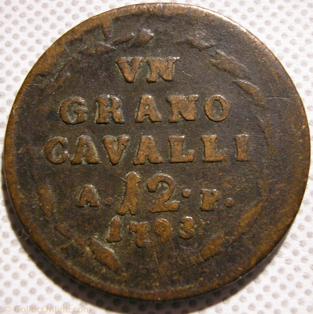 1793 Royaume de Naples, Grano / 12 Cavalli - Ferdinando IV monnaies monde italie 1793 royaume de naples grano 12 cavalli ferdinando iv