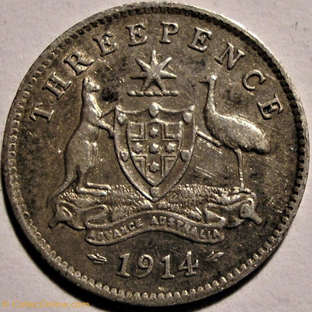 George V - Three Pence 1914 - Australia - Coins - World - Face value 3 pence