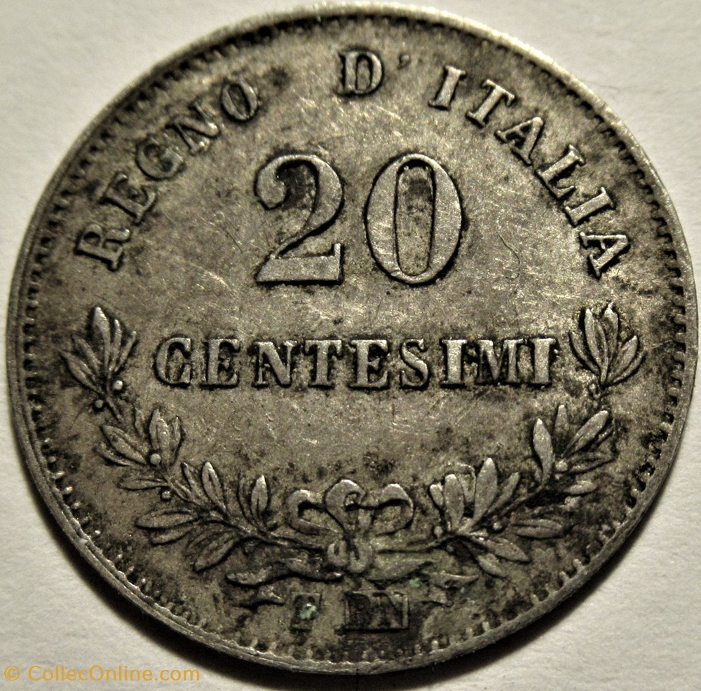 1863 Royaume d'Italie, 20 Centesimi, Torino - Vittorio Emanuele II monnaies monde 1863 royaume italie 20 centesimi torino vittorio emanuele ii