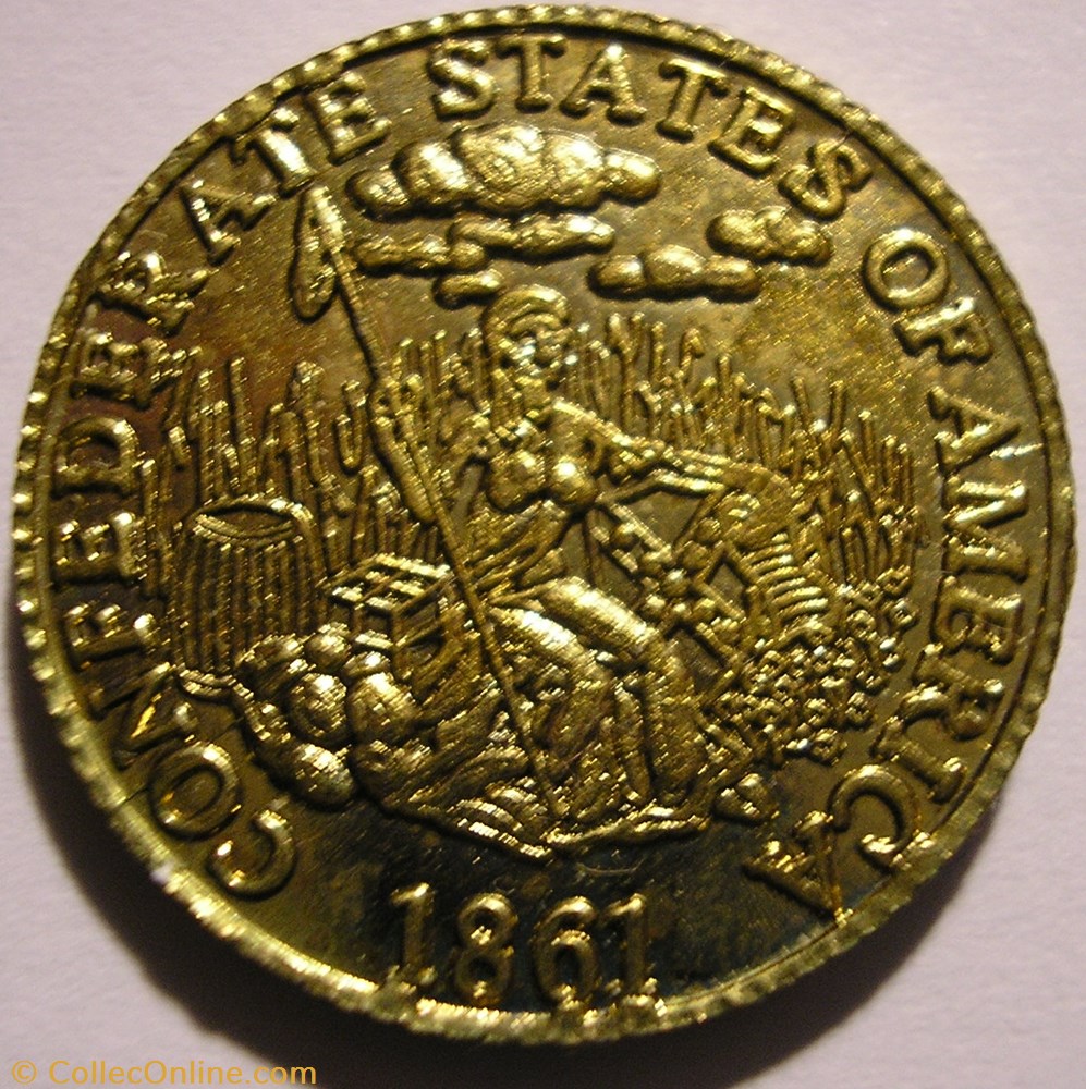 Confederate States of America - 5 Dollars 1861 - Token Restryke monnaie jeton mereaux confederate states of america 5 dollars 1861 token restryke