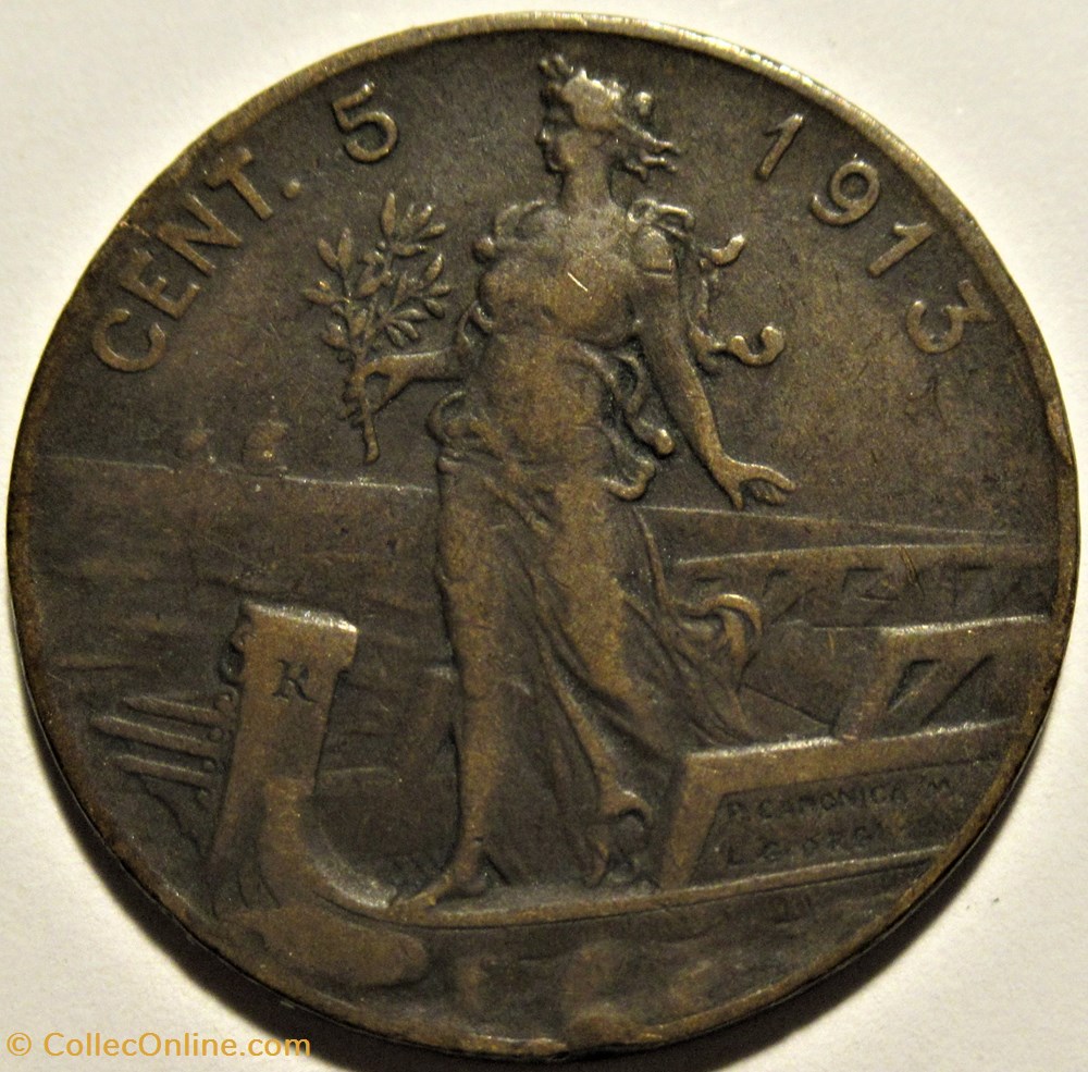 1913 Regno d'Italia, 5 Centesimi, Roma - Vittorio Emanuele III 3 monnaies monde italie 1913 regno italia 5 centesimi roma vittorio emanuele iii