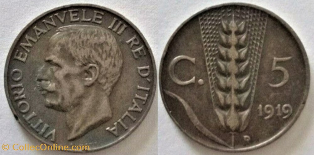 1919 Regno d'Italia, 5 Centesimi, Roma - Vittorio Emanuele III monnaies monde italie 1919 regno italia 5 centesimi roma vittorio emanuele iii