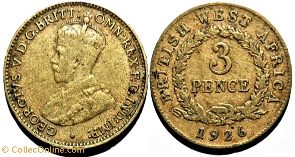 George V - 3 Pence 1926 - British West Africa monnaies monde afrique occidentale britannique george v 3 pence 1926 british west africa
