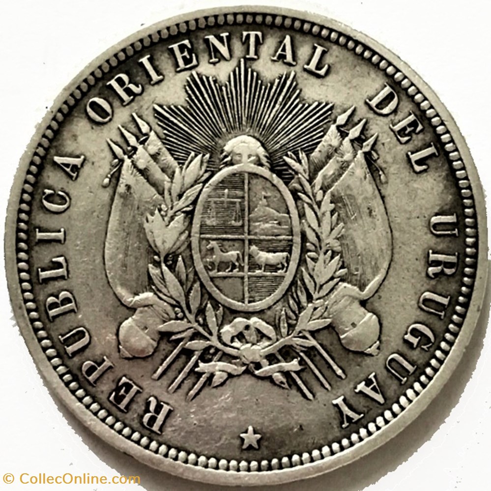 Uruguay - 50 Centesimos 1877 A 2 monnaies monde uruguay 50 centesimos 1877 a