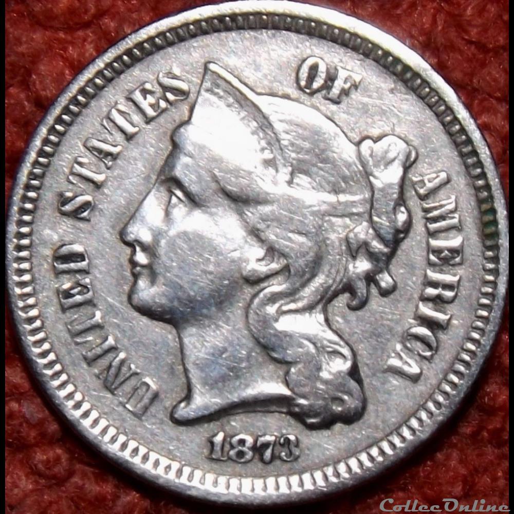 1873 - 3 Cents - Open 3 monnaie monde etat uni 1873 3 cents open 3